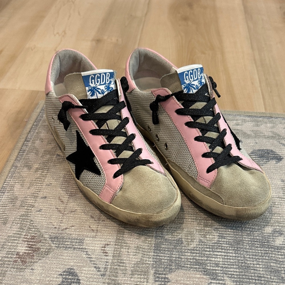 Golden Goose Pink and Black Superstar Sneakers- 41